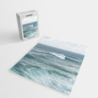 Atlantic Blues | Blue Ocean Water on the Coast of Nazaré Art Print | Wave Photography in Portugal Jigsaw Puzzle Gallery Image 2