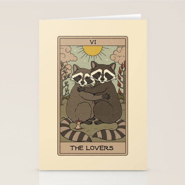 The Lovers - Raccoons Tarot Stationery Card Gallery Image 2