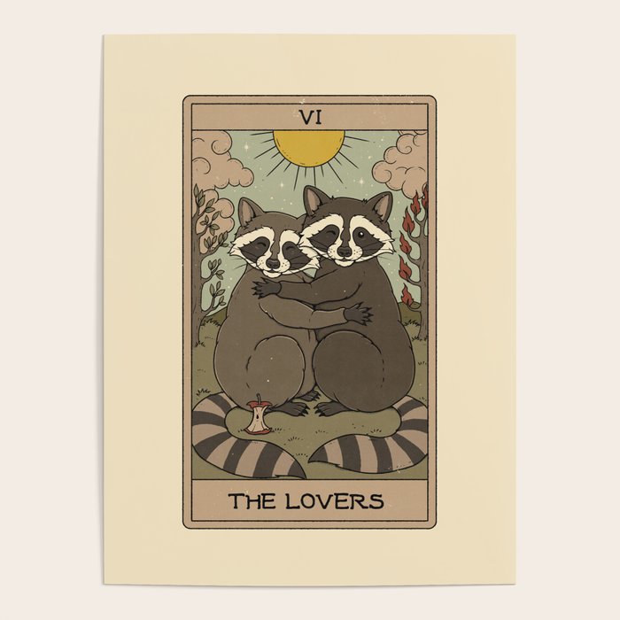 The Lovers - Raccoons Tarot Poster