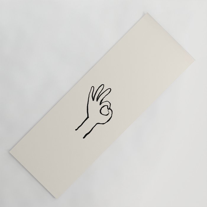 OK sign hand black and white hand drawing Yoga Mat Gallery Image 1