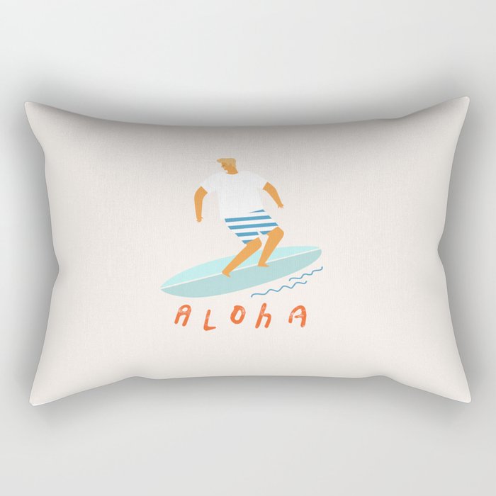 Surfer aloha poster Rectangular Pillow Gallery Image 1
