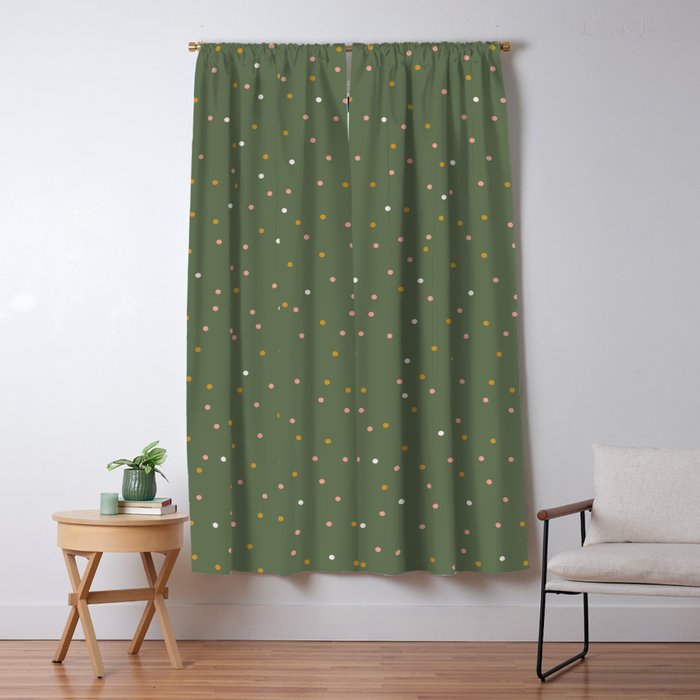 Confetti Pink Gold Cream On Muted Green Window Curtain Gallery Image 5