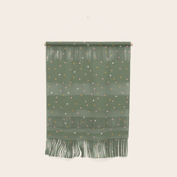 Confetti Pink Gold Cream On Muted Green Wall Hanging Gallery Image 1