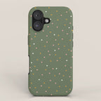 Confetti Pink Gold Cream On Muted Green iPhone Case Gallery Image 1