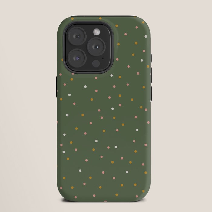 Confetti Pink Gold Cream On Muted Green iPhone Case Gallery Image 11