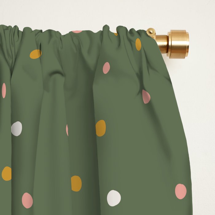 Confetti Pink Gold Cream On Muted Green Window Curtain Gallery Image 2