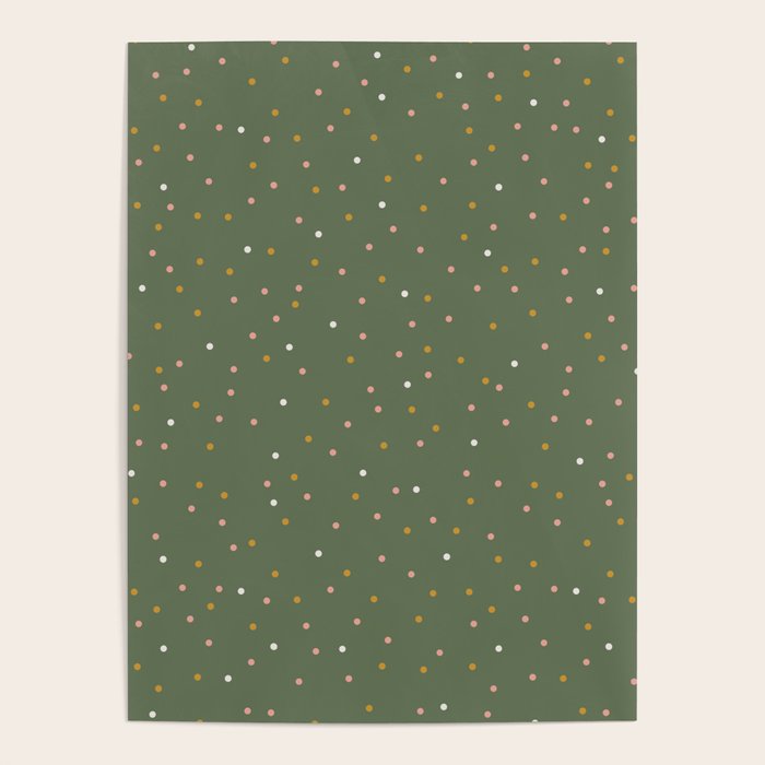 Confetti Pink Gold Cream On Muted Green Poster Gallery Image 4