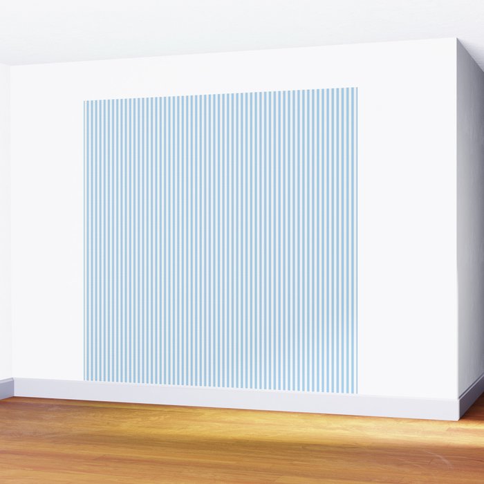 Chambray Blue Seersucker Stripe Wall Mural Gallery Image 2