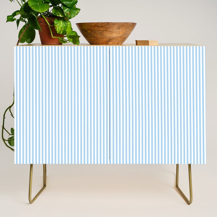 Chambray Blue Seersucker Stripe Credenza Gallery Image 1