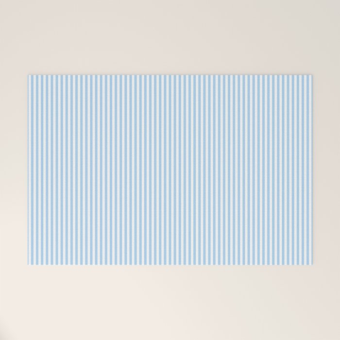 Chambray Blue Seersucker Stripe Welcome Mat Gallery Image 1