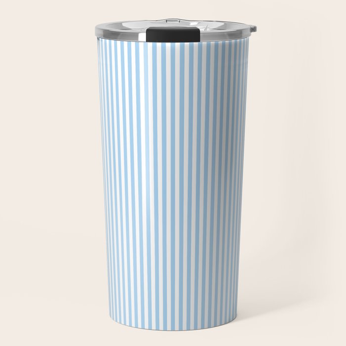 Chambray Blue Seersucker Stripe Travel Mug Gallery Image 1