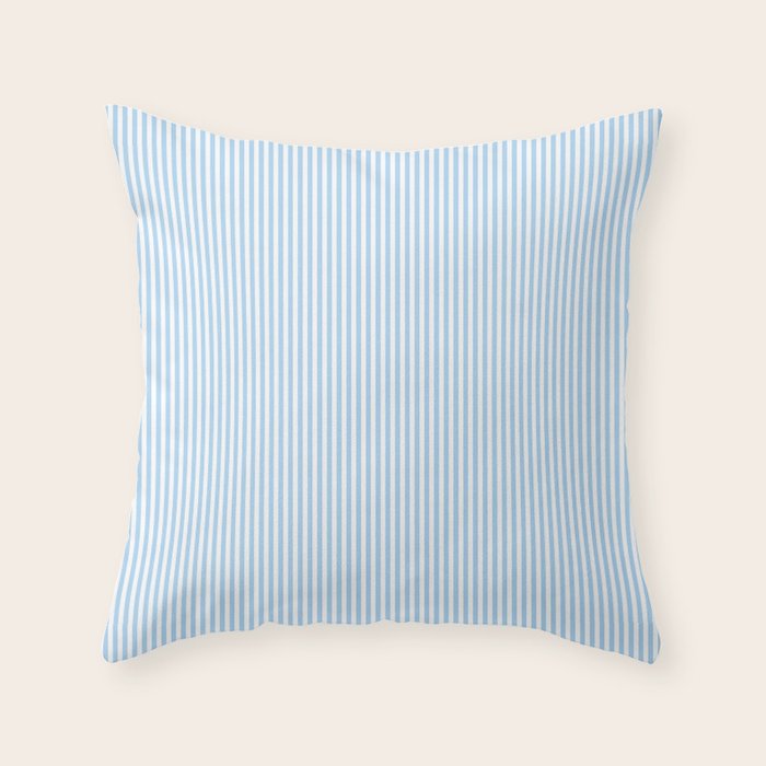 Chambray Blue Seersucker Stripe Throw Pillow Gallery Image 1