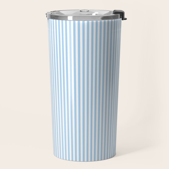 Chambray Blue Seersucker Stripe Travel Mug Gallery Image 2