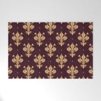Fleur De Lis In Royal Burgundy and Gold Welcome Mat Gallery Image 1
