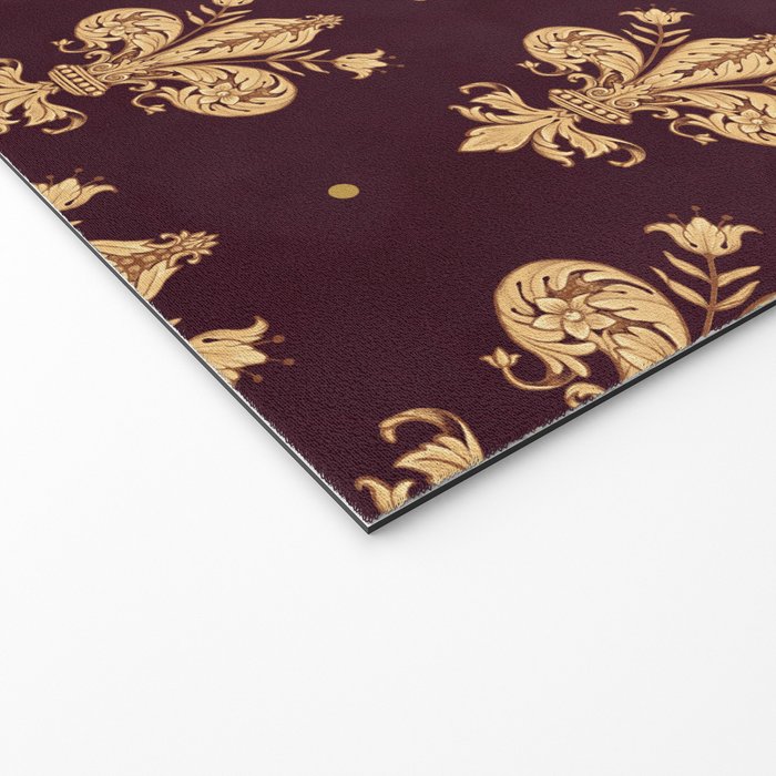 Fleur De Lis In Royal Burgundy and Gold Welcome Mat Gallery Image 2
