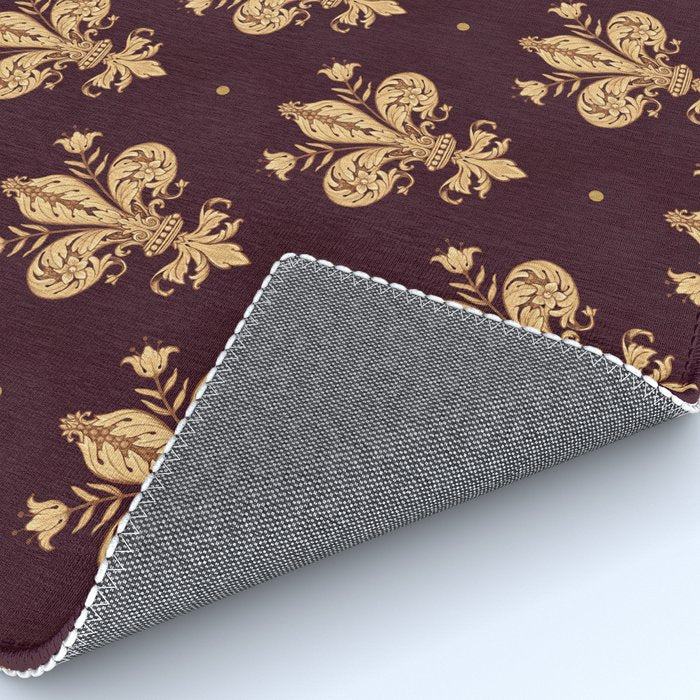 Fleur De Lis In Royal Burgundy and Gold Rug Gallery Image 4