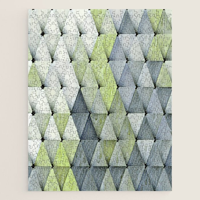 Textured Triangles Lime Gray Jigsaw Puzzle Gallery Image 1