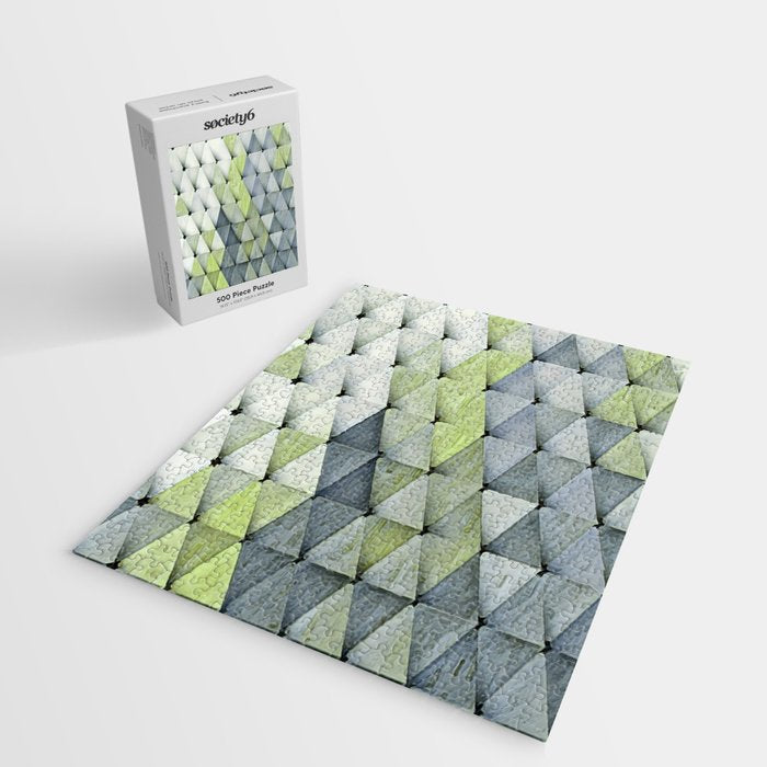 Textured Triangles Lime Gray Jigsaw Puzzle Gallery Image 2