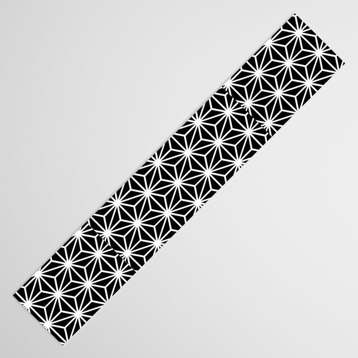 Geometric abstract modern black white stripes Table Runner Gallery Image 3