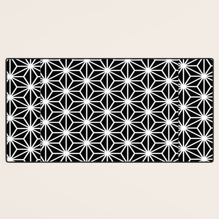 Geometric abstract modern black white stripes Desk Mat Gallery Image 3
