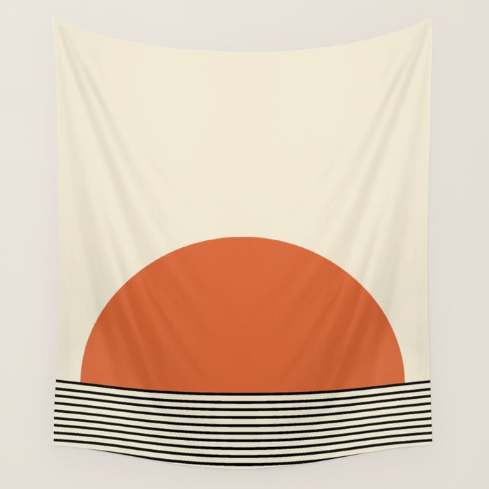 Sunrise Sunset I - Orange Black Wall Tapestry Gallery Image 1