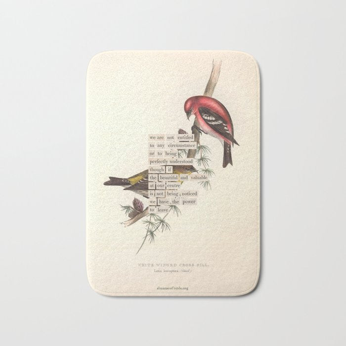 Bird Divinations: White-Winged Cross Bill (about: almanacofbirds.org) Bath Mat Gallery Image 1