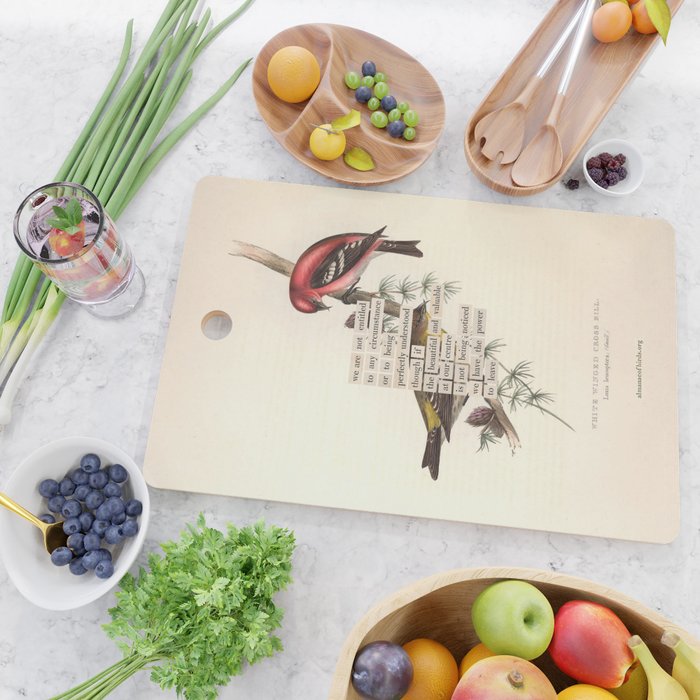 Bird Divinations: White-Winged Cross Bill (about: almanacofbirds.org) Cutting Board Gallery Image 2