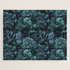 Lush Moody Flowers Baroque Teal Grandeur Jigsaw Puzzle Gallery Image 1