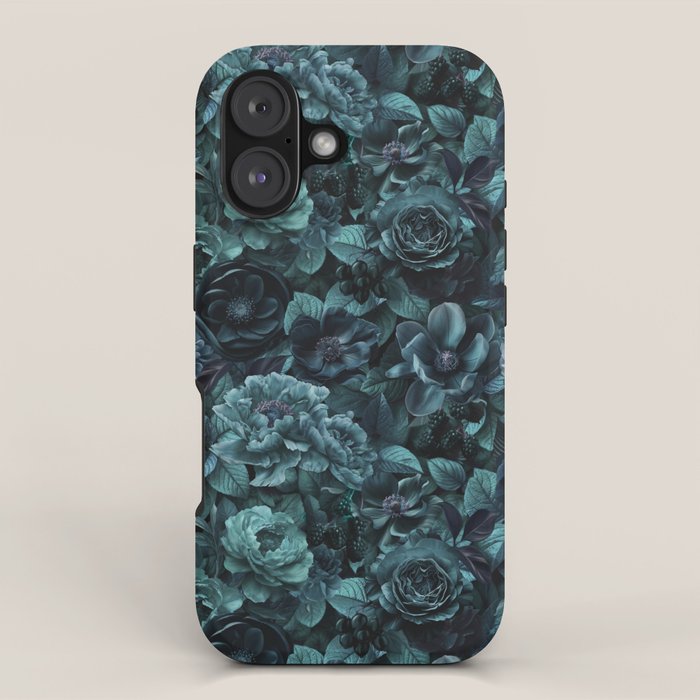 Lush Moody Flowers Baroque Teal Grandeur iPhone Case Gallery Image 1