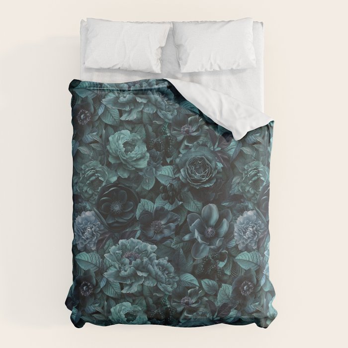 Lush Moody Flowers Baroque Teal Grandeur Duvet Cover Gallery Image 6