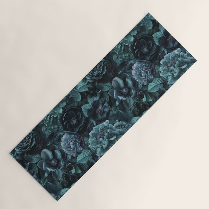 Lush Moody Flowers Baroque Teal Grandeur Yoga Mat Gallery Image 1