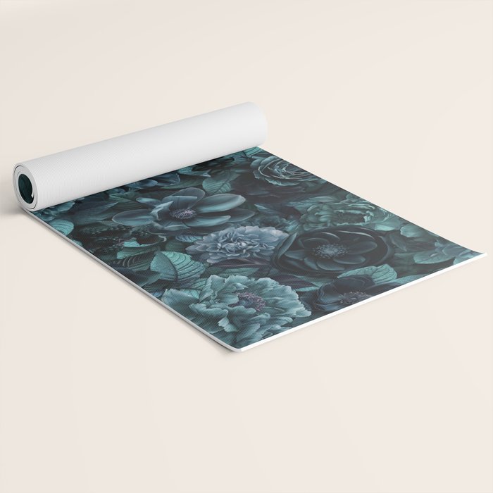 Lush Moody Flowers Baroque Teal Grandeur Yoga Mat Gallery Image 2