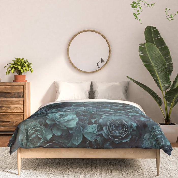 Lush Moody Flowers Baroque Teal Grandeur Comforter Gallery Image 3