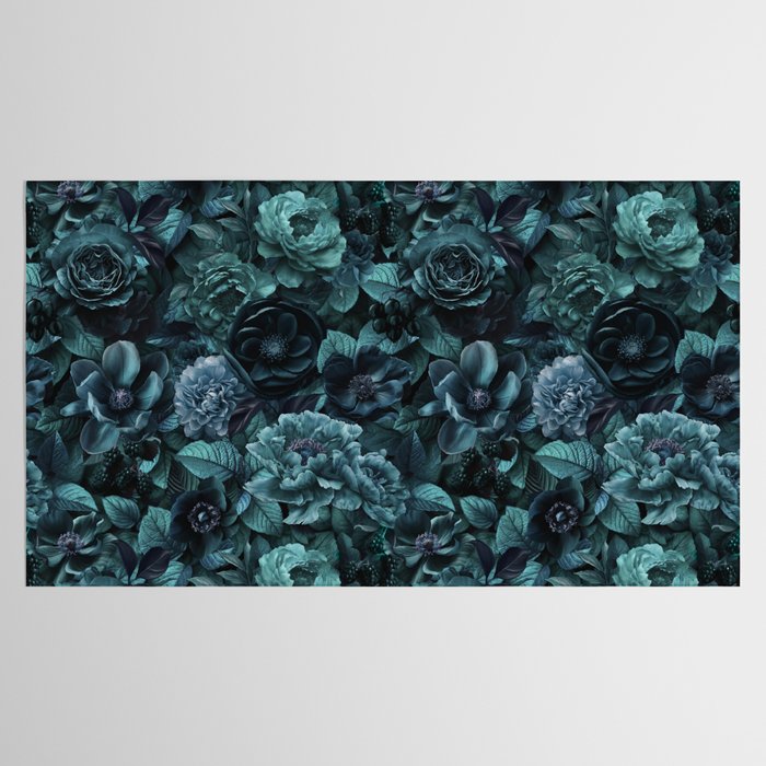 Lush Moody Flowers Baroque Teal Grandeur Tablecloth Gallery Image 2