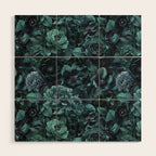 Lush Moody Flowers Baroque Teal Grandeur Wood Wall Art Gallery Image 1