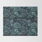 Lush Moody Flowers Baroque Teal Grandeur Throw Blanket Gallery Image 2