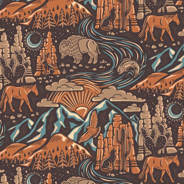 Wild West - Brown, Orange, and Blue  Coffee Mug Gallery Image 2