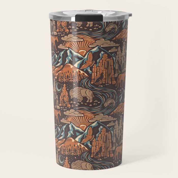 Wild West - Brown, Orange, and Blue  Travel Mug Gallery Image 1