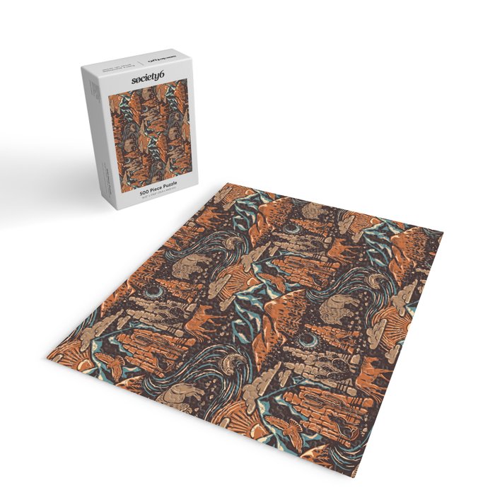 Wild West - Brown, Orange, and Blue  Jigsaw Puzzle Gallery Image 2