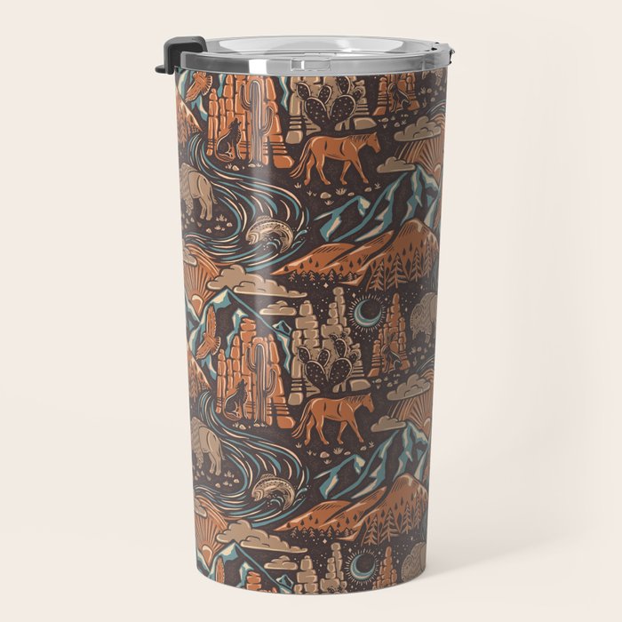 Wild West - Brown, Orange, and Blue  Travel Mug Gallery Image 3