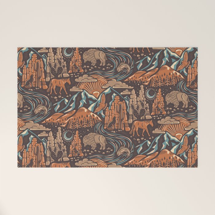 Wild West - Brown, Orange, and Blue  Welcome Mat Gallery Image 1