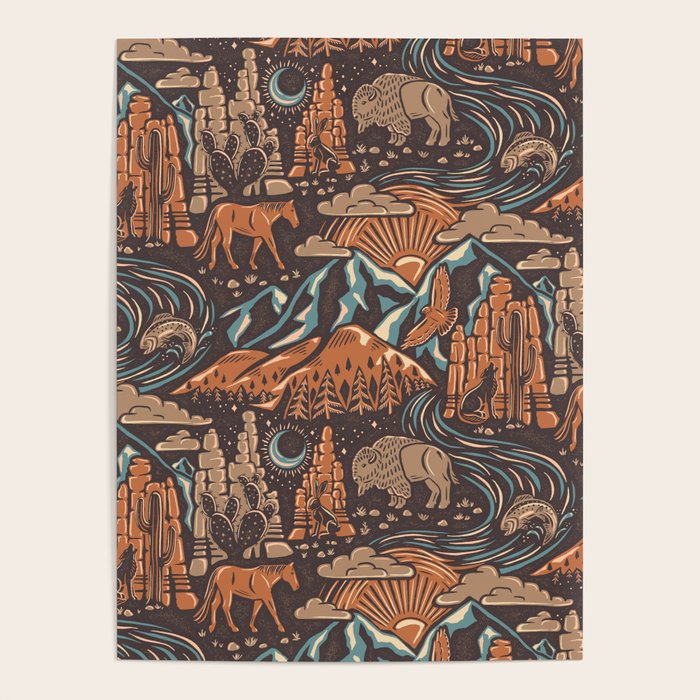 Wild West - Brown, Orange, and Blue  Poster Gallery Image 1