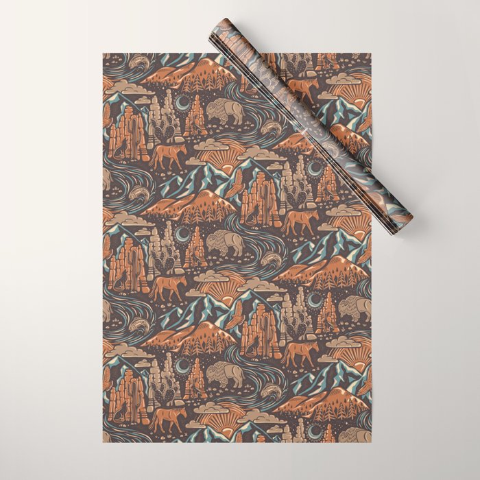 Wild West - Brown, Orange, and Blue  Wrapping Paper Gallery Image 1