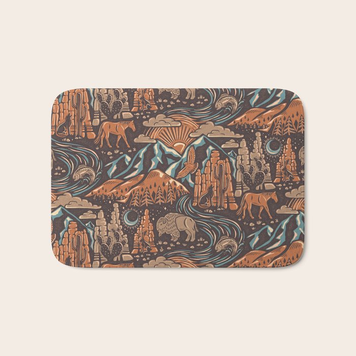 Wild West - Brown, Orange, and Blue  Bath Mat Gallery Image 1