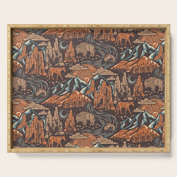 Wild West - Brown, Orange, and Blue  Serving Tray Gallery Image 1