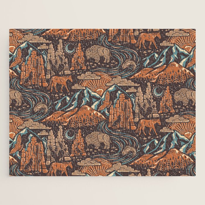 Wild West - Brown, Orange, and Blue  Jigsaw Puzzle Gallery Image 1