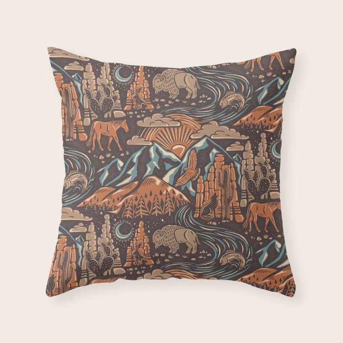 Wild West - Brown, Orange, and Blue  Throw Pillow Gallery Image 6