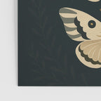 Moonlit Moths - Trio of Celestial Moths with Stars and Crescent Moon on Deep Black Poster Gallery Image 3