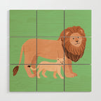 Father and Baby Lion Wood Wall Art Gallery Image 1
