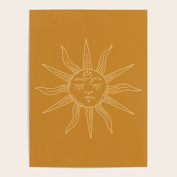 Boho Sun Drawing XIX Gold Poster Gallery Image 4